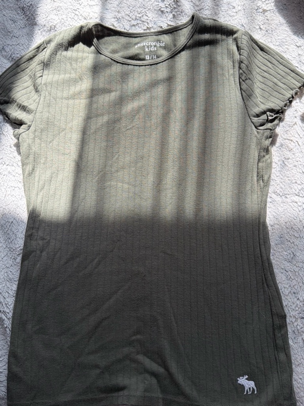 abercrombie kids olive ribbed crew short sleeve tee